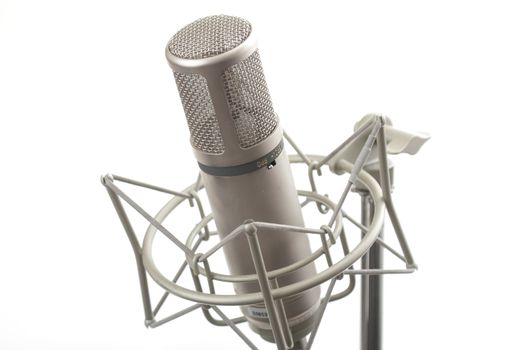 Studio microphone on stand with shock mount