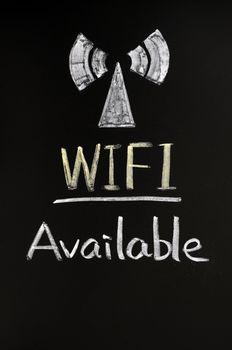 Wifi signal sign drawn with chalk on a blackboard