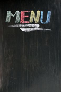 Menu written with chalk on a blackboard