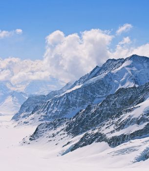 Closeup of Great Aletsch glacier, Jungfraujoch Switzerland