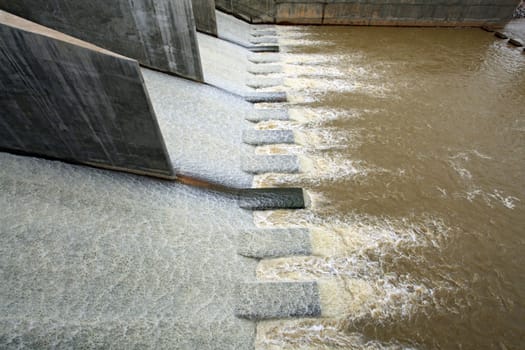 closeup of water from water gates dam