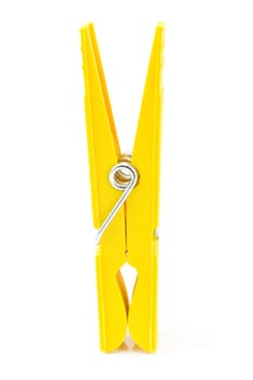 Yellow Clothespin isolated on white