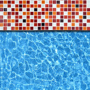 red mosaic pavement with pool edge background
