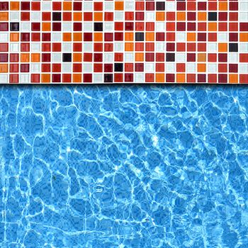 red mosaic pavement with pool edge background