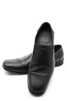 luxury black leather business man shoes on a white background