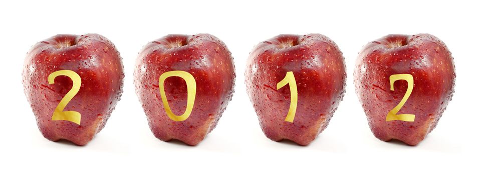 New Year 2012 , red apple with number 2012 shape