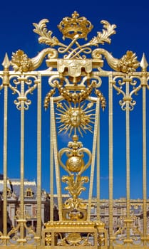 Royal gate of the Palace of Versailles (France), symbol of royalty and absolute power