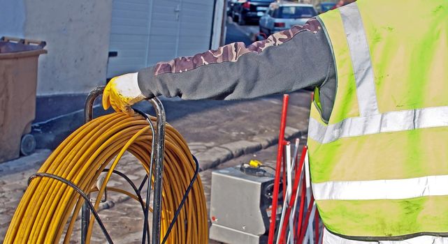 work in the sewers, a technician waiting orders