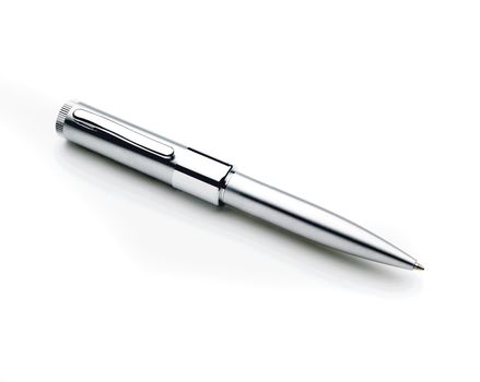 silver pen isolated with clipping path on white background