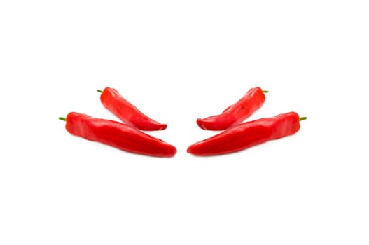 Red peppers on white background