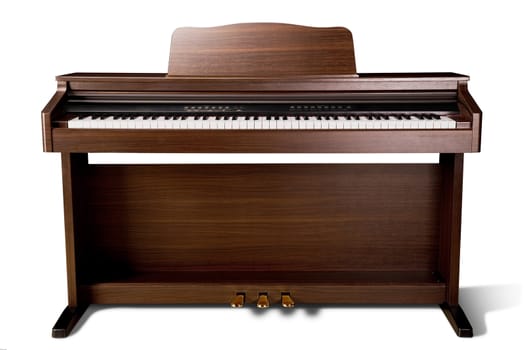 brown piano isolated on a white background