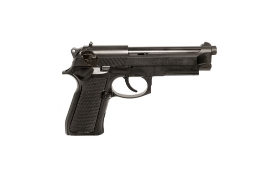 Modern Gun on white background close up