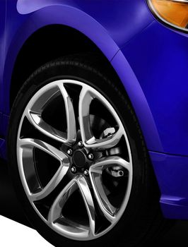 Isolated Car Tyre With Drop Shadow close up