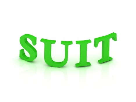 SUIT sign with green letters on isolated white background