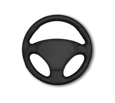 Isolated steering wheel of a car close up