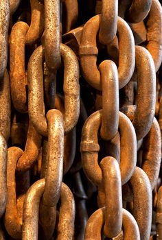 Abstract of Thick Rusty Chain Background Image.