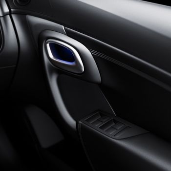 Modern car interior close up isolated on