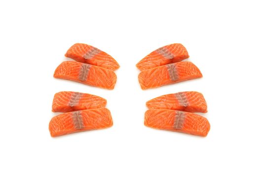 fresh uncooked red fishes fillet over white