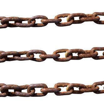 old rusty chain on a white background