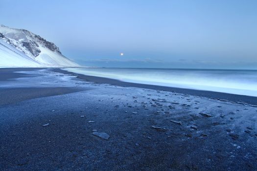 Arctic abbiss in the frozen East Fjords mid-winter Iceland