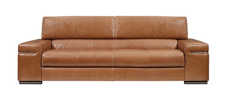 brown leather sofa isolated over white background