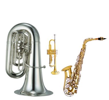 saxophone, cornet and trumpet