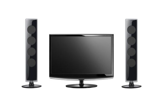 lcd display and two columns on a white