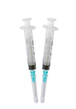 Two syringes isolated on a white background