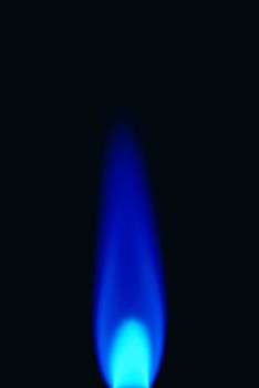 gas flame isolated on black backgound close up