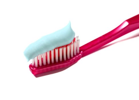 toothbrush with toothpaste isolated