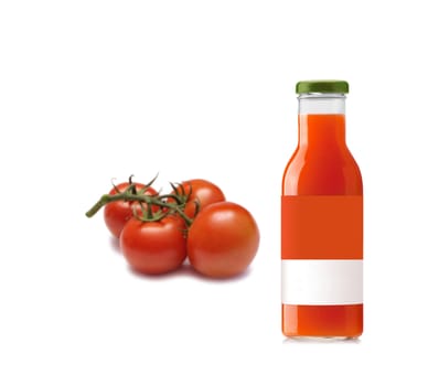Full glass of fresh tomato juice and tomatoes