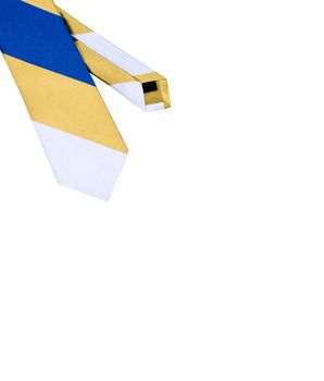 checked yellow tie isolated on white background