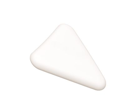 Triangular white eraser isolated on white background