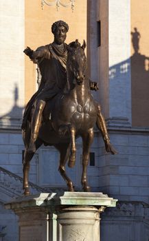 Emperor Marcus Aurelius Bronze Equestrian Statue Capitoline Hill Front of the Museum Rome Italy