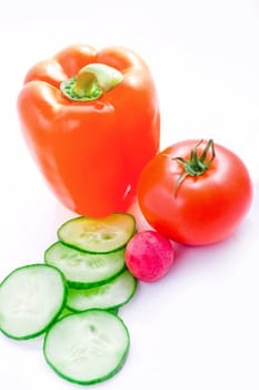 fresh vegetables isolated on the white background