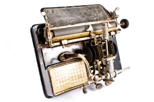 Ancient Typewriter isolated on white