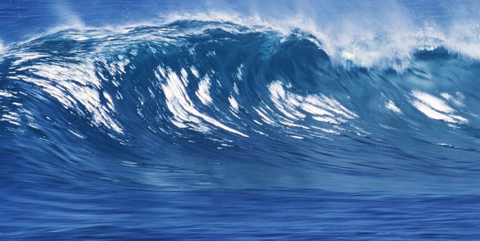 Big Blue Surfing Wave Breaks in Ocean