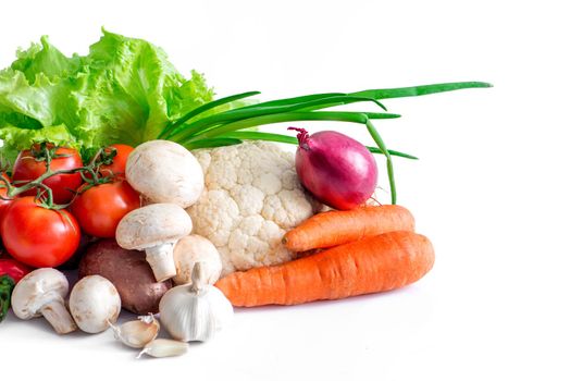 fresh vegetables isolated on white background