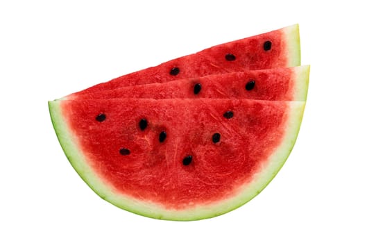 Watermelon slices isolated on white background close up