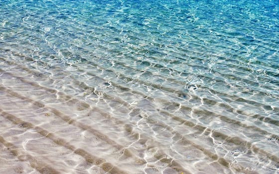 Blue surface of sea water close up