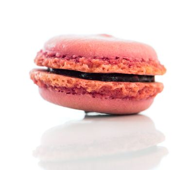 pink cookies macaroon isolated on a white background