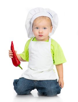 little boy with pepper on a white background