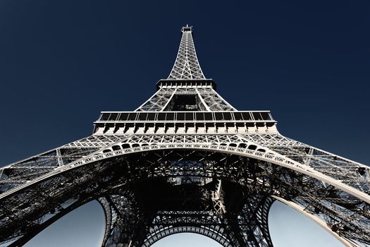 famous Eiffel tower with blue sky in Paris