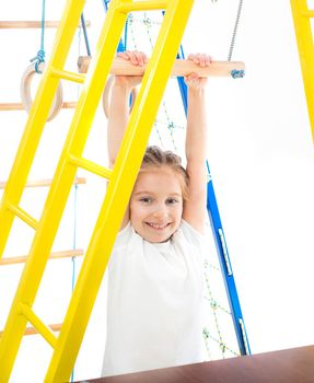 playground with little girl on a white background