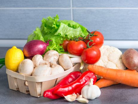 fresh colorful vegetables on table