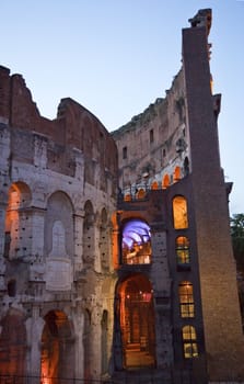 Colosseum Outer Ring, Evening Rome Italy Built by Vespacian