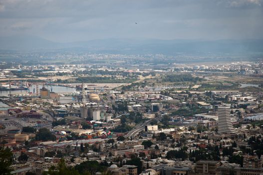 Sea Port of Haifa. Israel.Panoramic view.