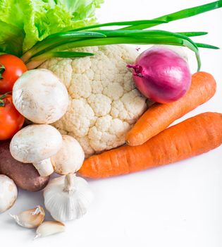 fresh tasty vegetables isolated on white background