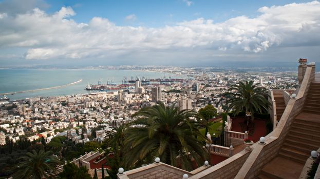 Sea Port of Haifa. Israel.Panoramic view.