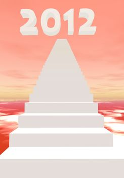 White stairs leading to 2012 in a colored background